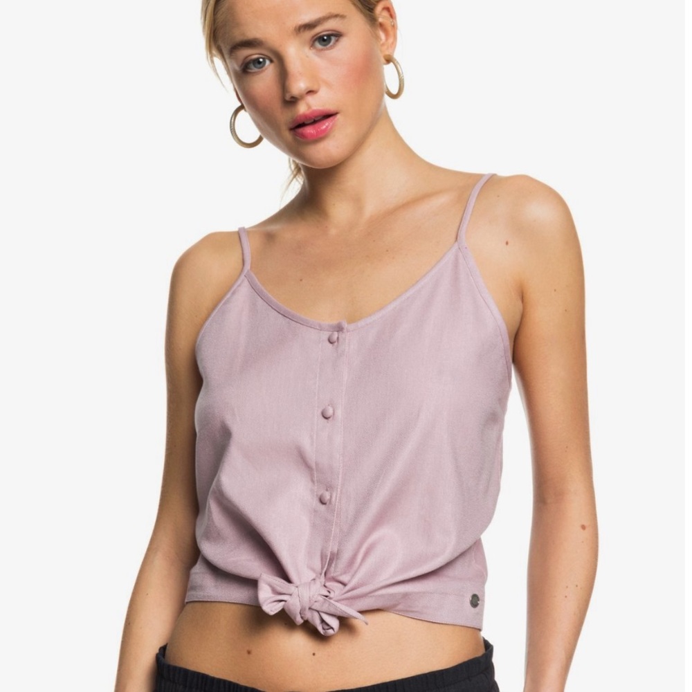 Roxy Become the One Strappy Buttoned Crop Top